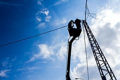 Morwell electricians repairing main power lines
